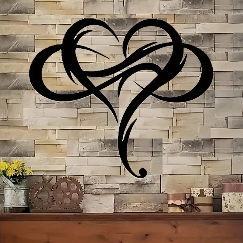 Infinity Heart Metal Wall Art, 25x28cm Love Symbol Silhouette Wall Decor for Living Room, Bedroom, Valentine's Day