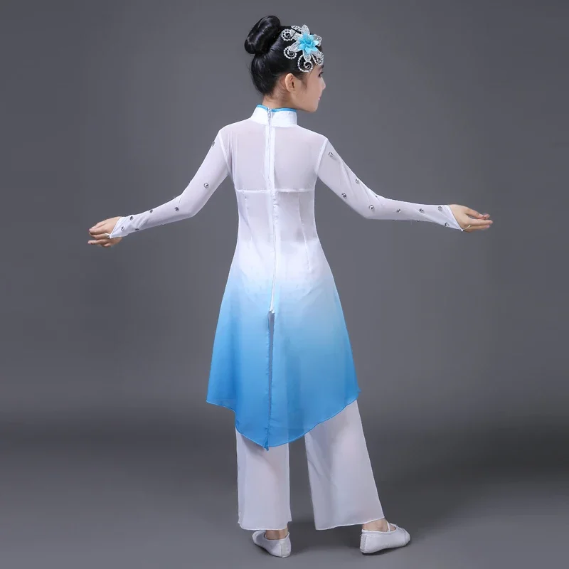 Chinese style Hanfu new style children's classical folk dance costumes girls umbrella dance fan dance performance clothing