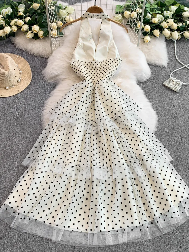 Estate dimagrante a pois V-ne Svel a vita alta A-line Dr donna garza patchwork Ne appesa gonna Dr Cake