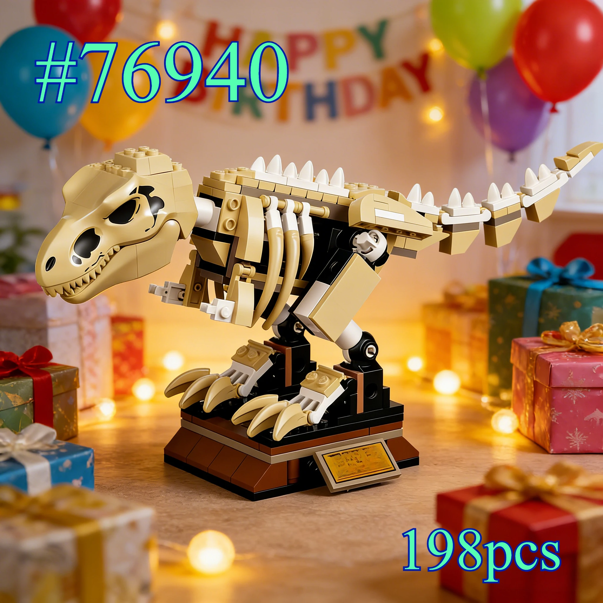 

Гибкий скелет динозавра 76940, наборы строительных блоков, подходящие для подарков на день рождения, совместимые с деталями Lego, 198 шт.