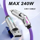 4-IN-1 240W USB Type C To USB C Cable PD Fast Charger Wire For iPhone 16 Pro Max 15 iPad Xiaomi Samsung Tablet 1M Data Cord