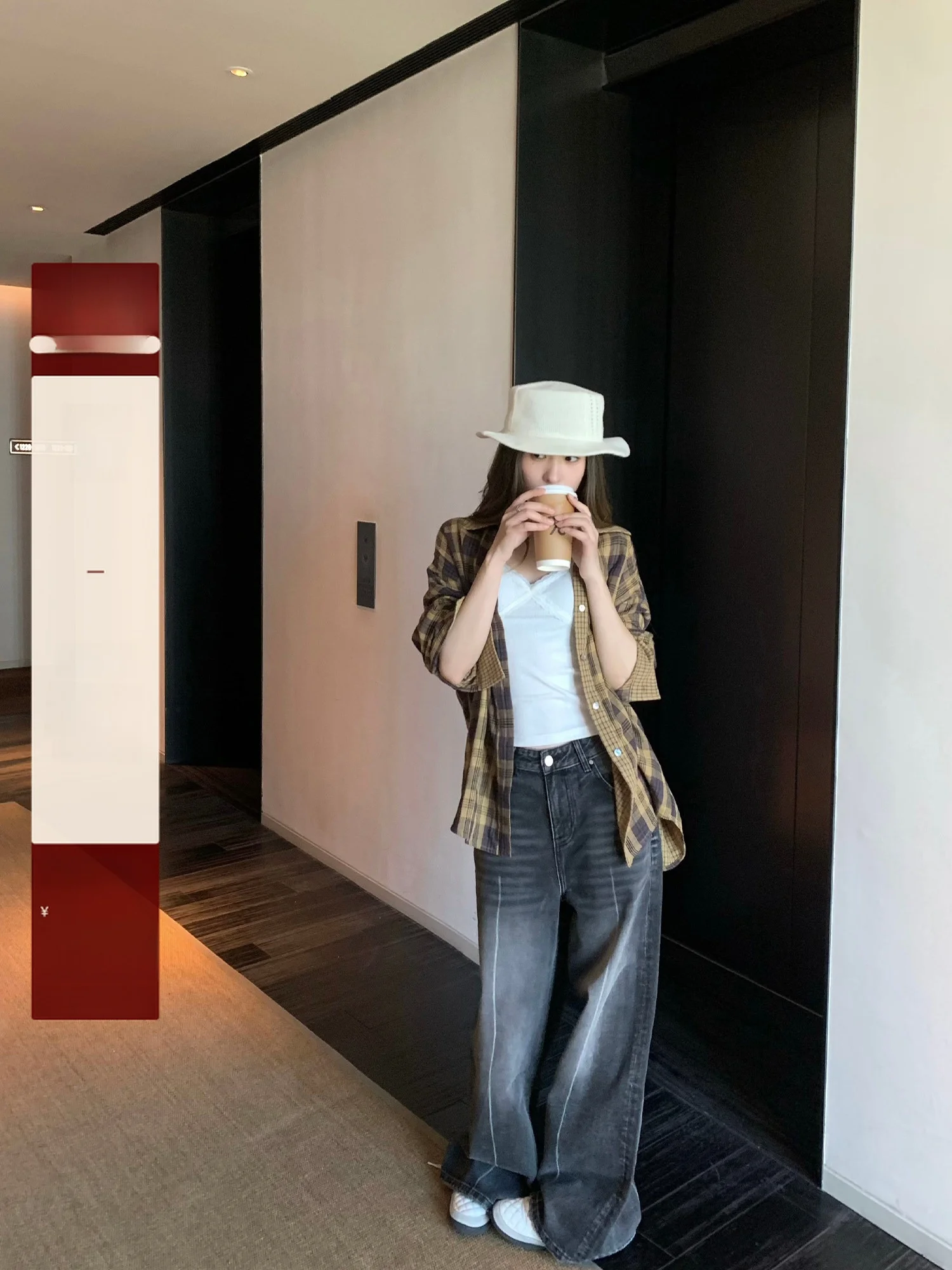 

Джинсы Hhi Retro Distred с высокой талией, женские свободные широкие брюки в пол, стильные и дерзкие