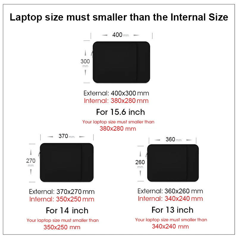 Notebook Sleeve 13.3 Inch Black Grey Protective Case Laptop Bag Case For Macbook Air Pro Xiaomi Lenovo Asus Dell HP 13 14 15.6