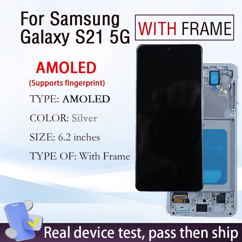 S21 5G Display Touchscreen Voor Samsung Galaxy G991B AMOLED Digitizer Met Frame Fingerphone Full Screen Reparatie Vervangende Onderdelen