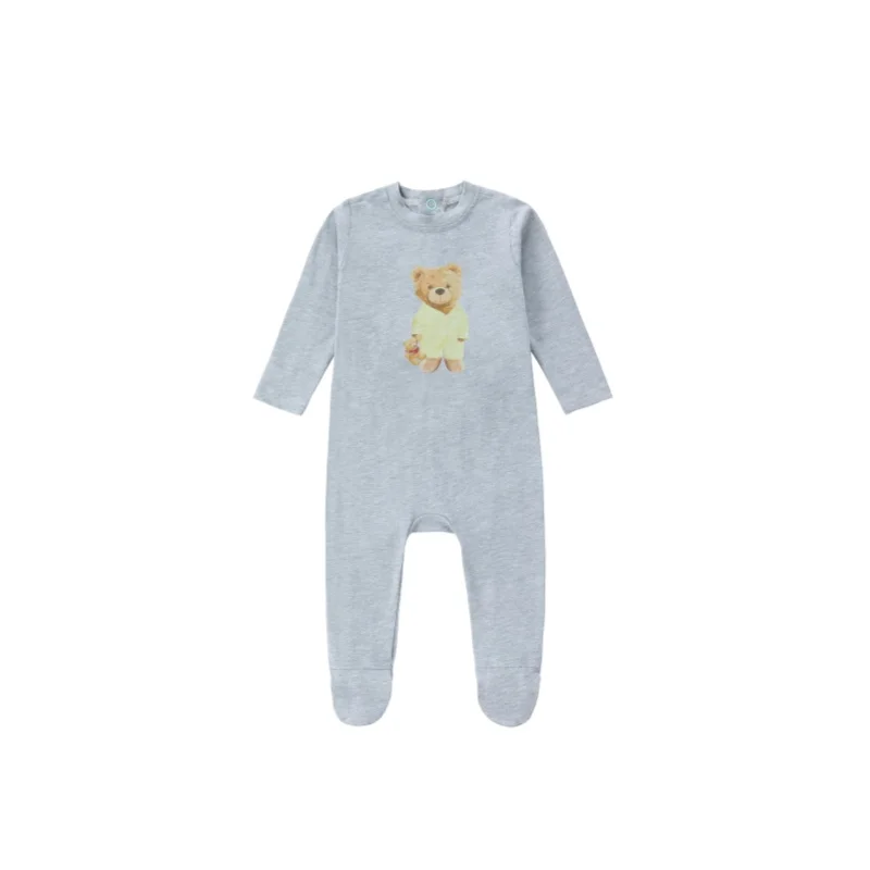 Teddy Bear Pyjamas – Gray Footie