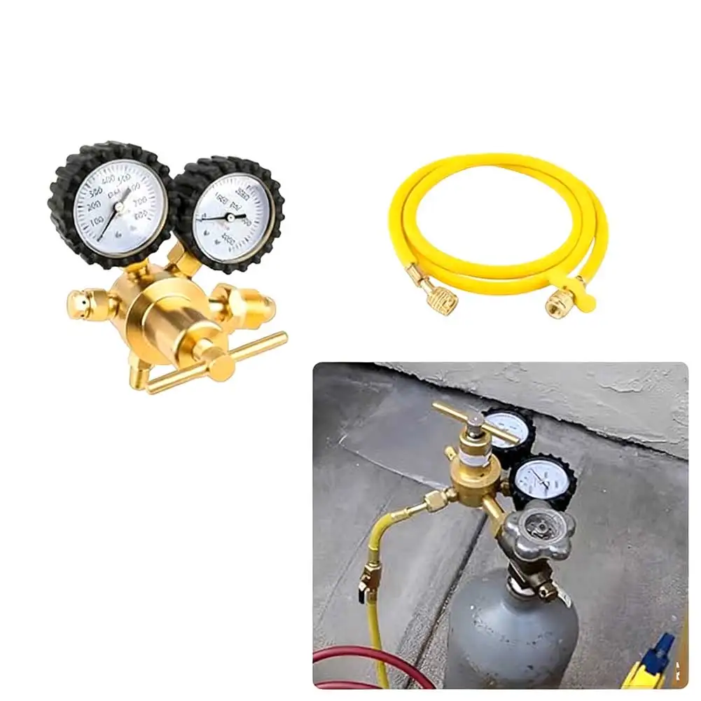 Picture 6: HVAC Nitrogen Regulator Tool 14 inch 0800 PSI Pressure Gauge with 78 7 inch Hose and CGA580 for System Testing