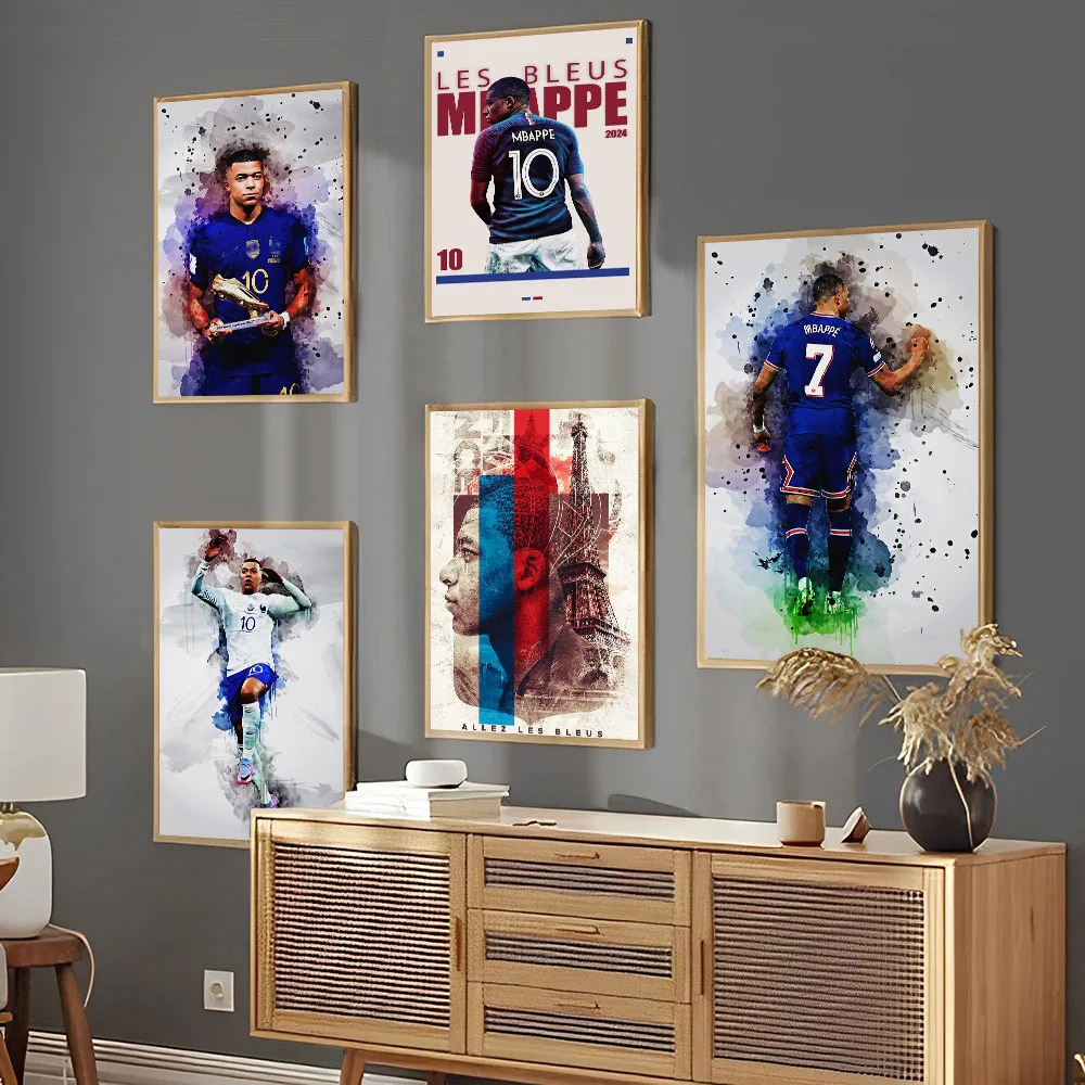 K-Kylian M-Mbappe Posters Football Player Canvas Art Print Home Decoration Wall Painting Picture for Boy Room Decor