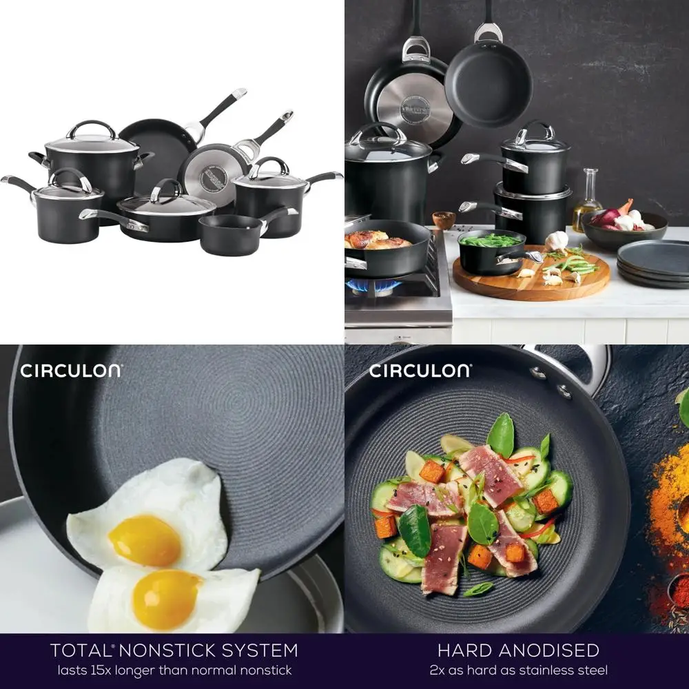 

Circulon Symmetry 11-Piece Black Hard-Anodized Nonstick Cookware Set