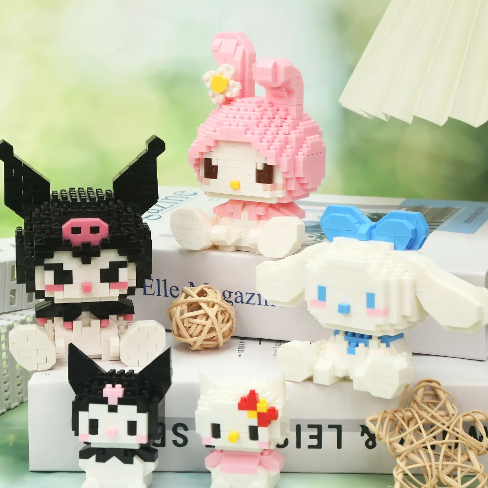 Sanrio Creative Building Block Mini Bricks wholesale Character Hello Kitty Kuromi Cinnamoroll My Melody Holiday Gift Puzzle