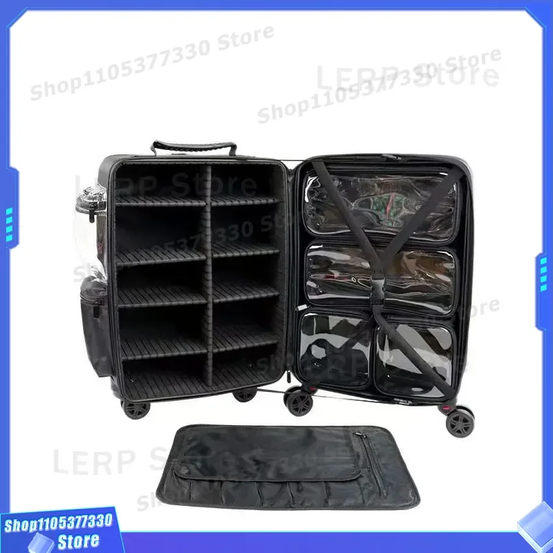 Professional Rolling Cosmetic Trolley Case Multifunctional Storage Box for Nail Art Eyelash Tools Portable Beauty Organizer