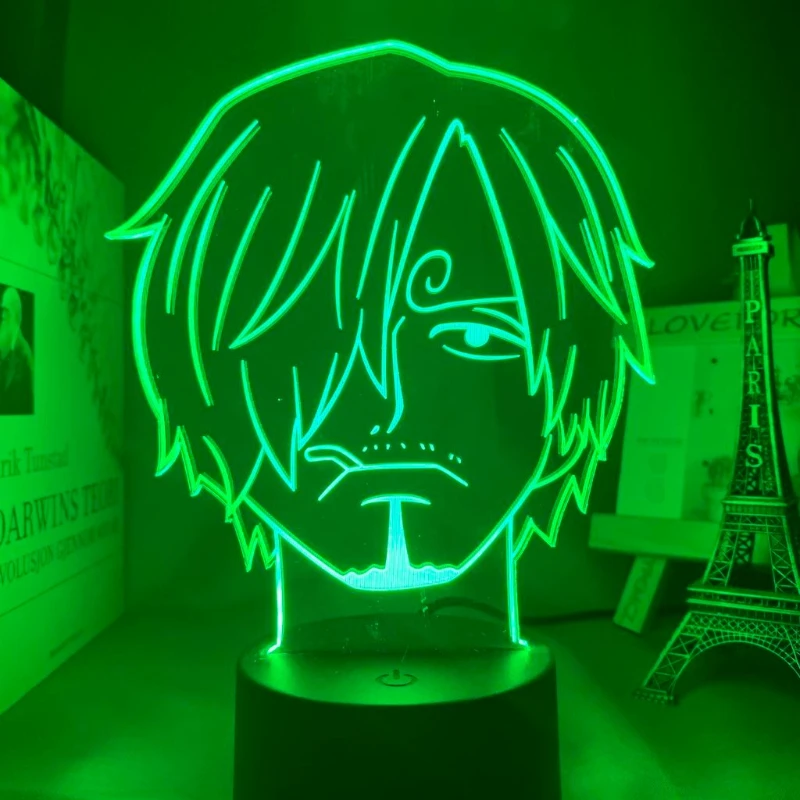 

One Piece Sanji Anime Cartoon Cute Acrylic Light-up Sign Creative Personalized Bedroom Atmosphere Night Light Stand Display Gift