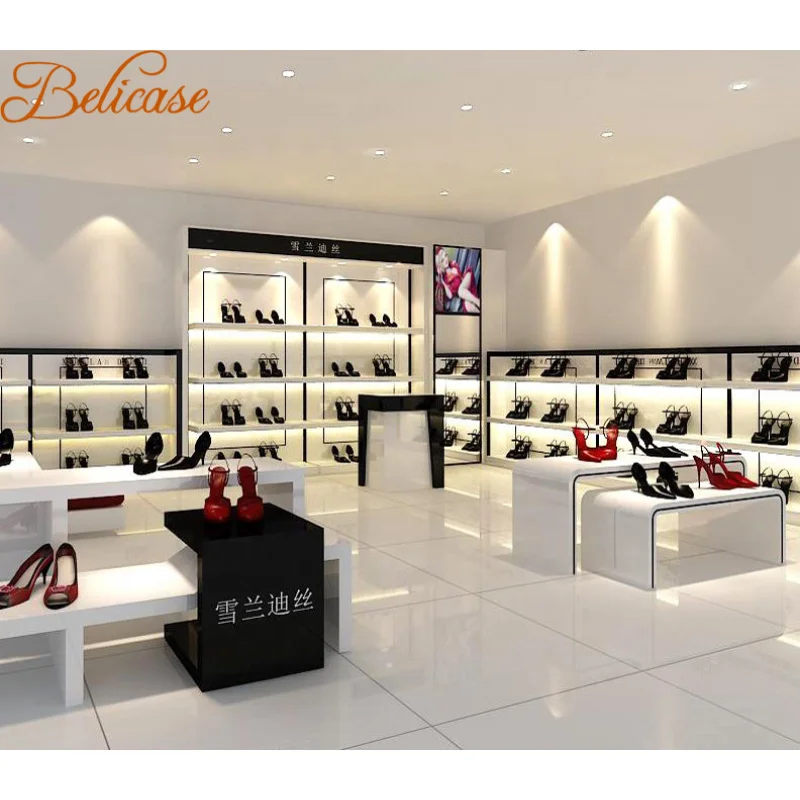 （customized）Factory Customized Shoes Store Counter Design Wooden Handbag Display Shoowcase High-end Commercial Furniture Sho