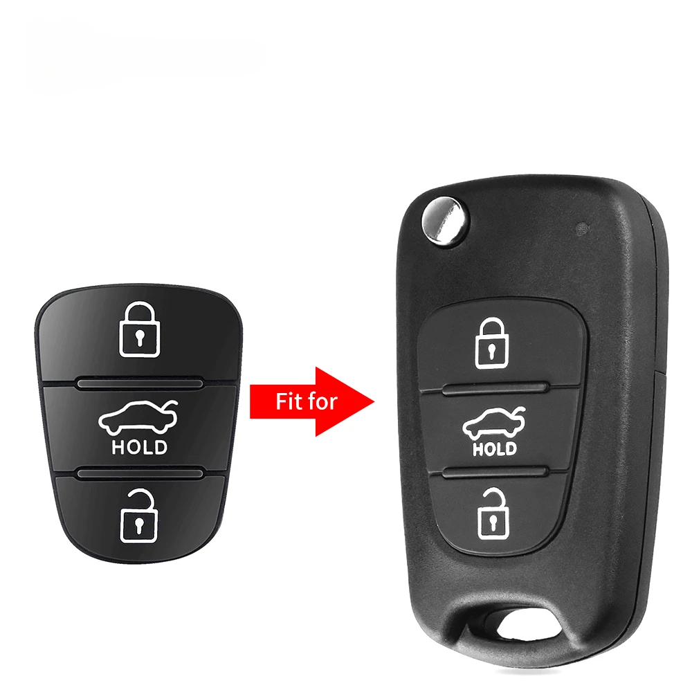 KEYYOU 10PCS Car Rubber 3 Buttons Key Pad For HYUNDAI KIA I20 I30 Ix35 Ix20 For Kia Amanti Carens Picanto Sorento Soul Sportage