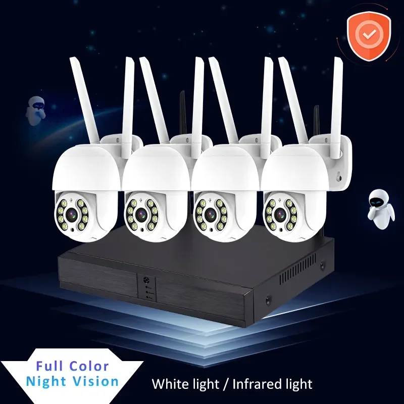 3MP XMEYE 4CH ไร้สาย PTZ ระบบกล้องวงจรปิด NVR Kit กล้องวงจรปิด WiFi กล้องเฝ้าระวัง