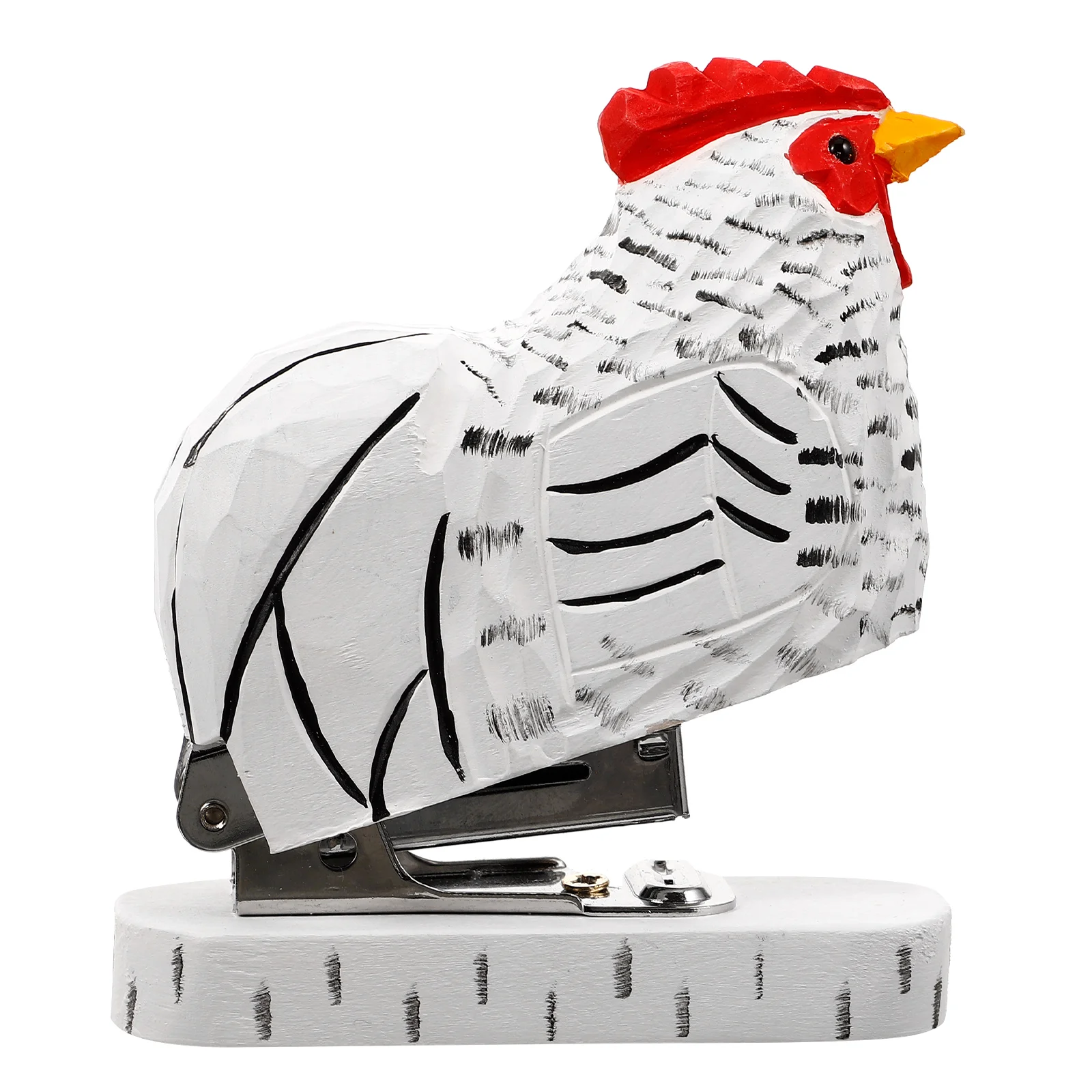

Rooster Stapler Animal Cartoon Chicken Wooden Iron Office Reusable Paper File Decorative Funny Handmade Gift