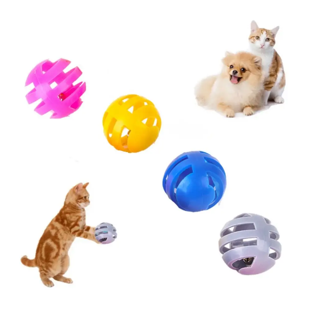 Interactive Cat Bell Ball Toy Hollow Out Random Color Chasing Cat Toys Ball Plastic Jingle Ball Cat Toys Puppy