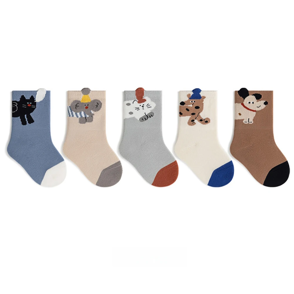 5 Pairs a Lot Children Boys Socks 0-12T Cartoon Animal Girls Autumn Socks Cute Comfortable Kids Socks Girls Knee-high Socks