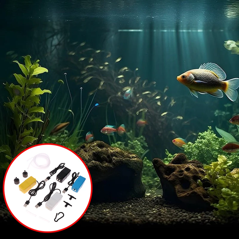 Aquarium Oxygen Air Pump USB Small Oxygenator For Fish Tank Silent Air Compressor Mini Aerator Portable Fish Tank Accessories