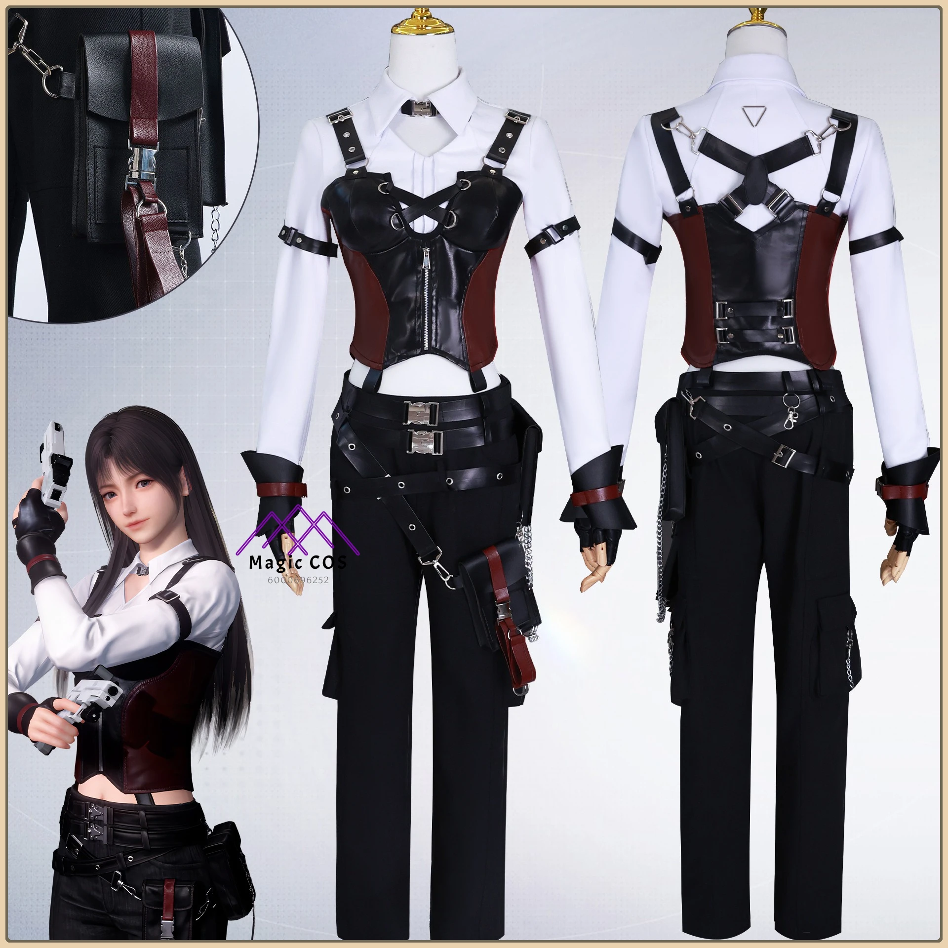 

Hot Game Love and Deep Space Hunter Lady Role Playing Full Set Cosplay Costume + Hunter Pants + Props High Quality Full Set