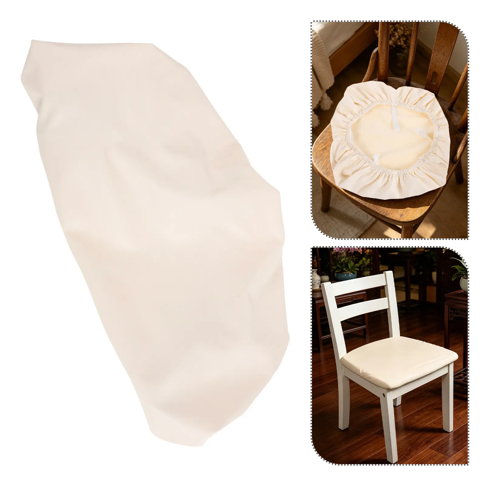 Waterproof PU Dining Chair Seat Covers Removable Square Cushion Protectors for Kitchen and Banquet