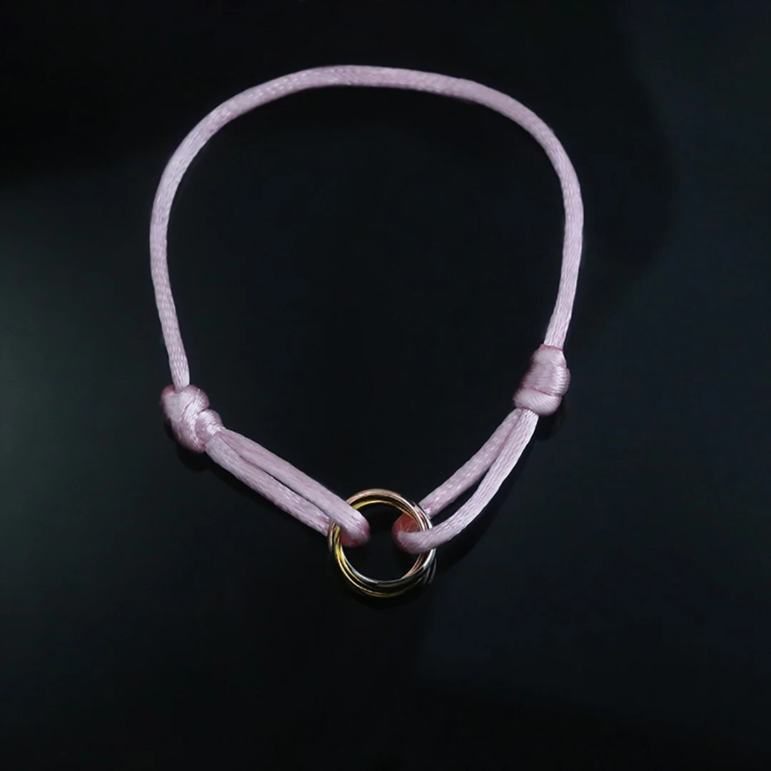 S925 Sterling Silver material three ring three color couple lucky bracelet. French luxury jewelry