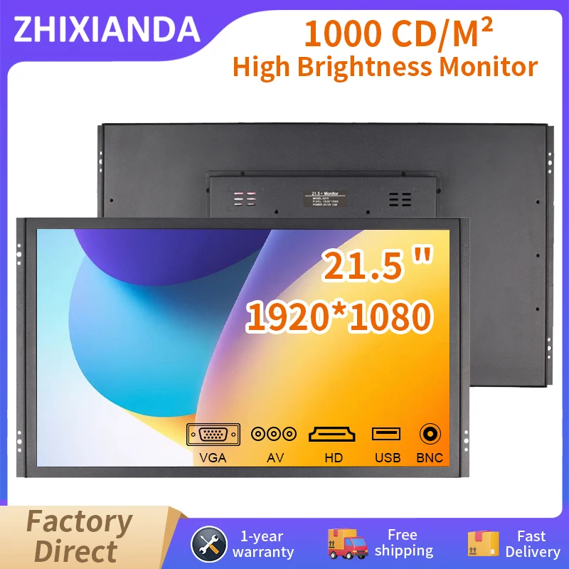 

Sunlight Readable 1000 Nits 21.5 Inch 1920*1080 Open Frame Monitor Industrial Resistive Capacitive Touch Screen TFT LCD Display