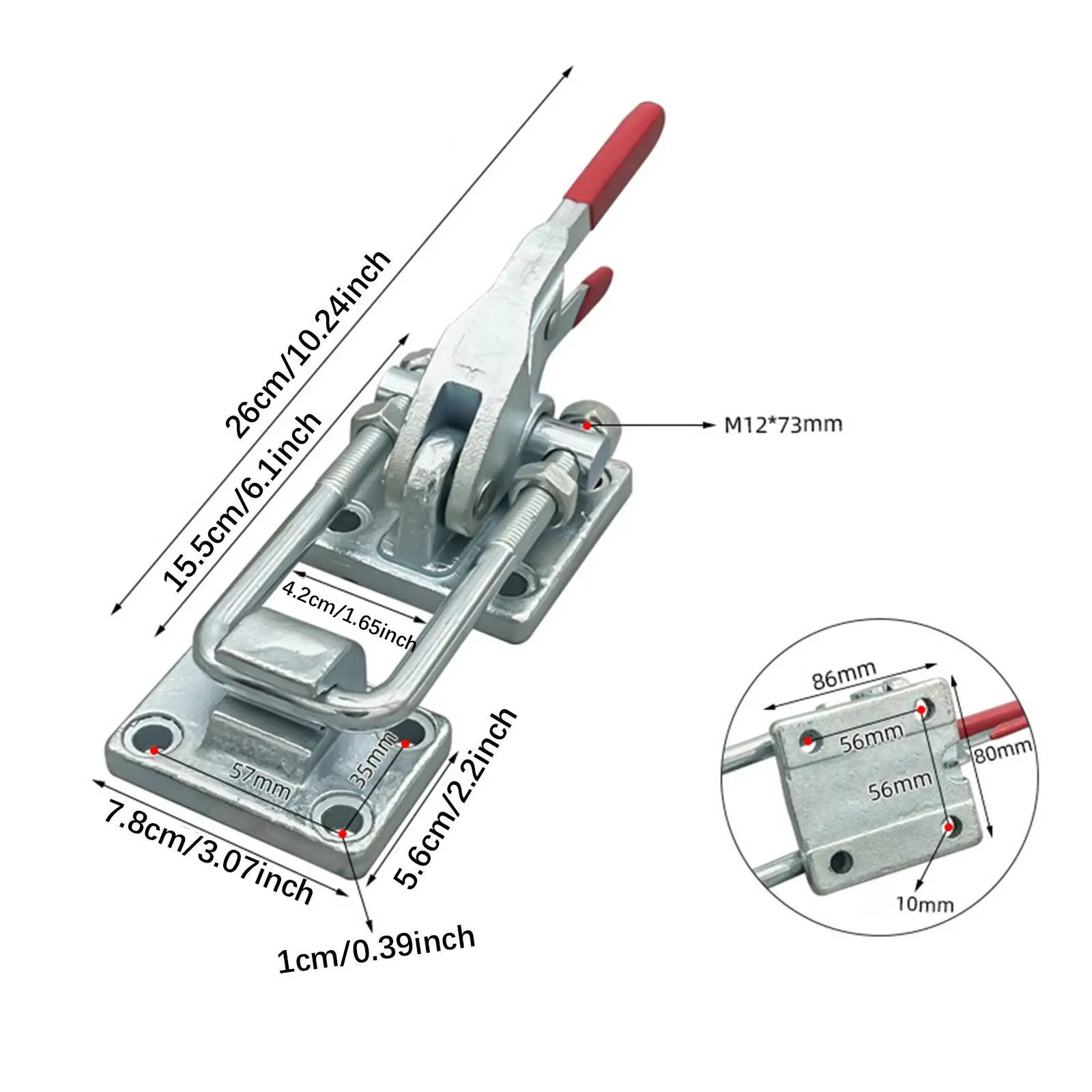 Heavy Duty Large Toggle Clamp Latch Adjustable U Bolt 7496lbs Clamping Force Stable Performance for Trailer Machine Use