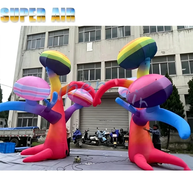 Giant Colorful Inflatable Fantasy Tree Arch with Abstract Mushroom For Art Festival, Mall Exhibition, Wonderland Themed Event