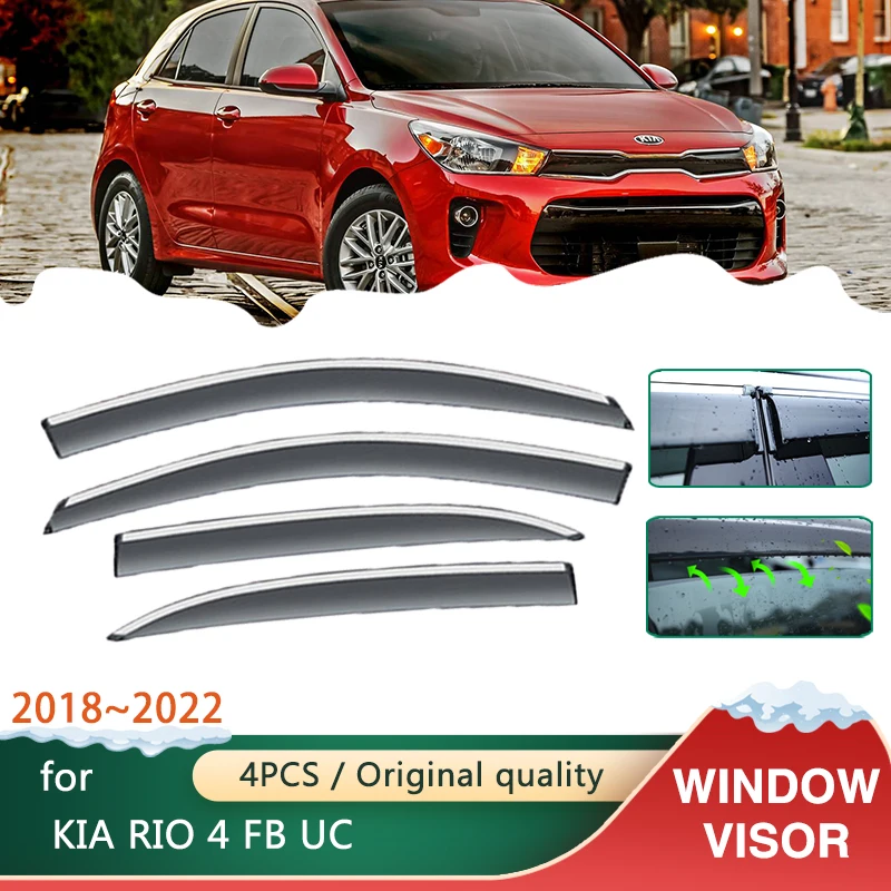 Car Windows Visors for KIA RIO 4 FB UC Sedan 2018~2022 Accessories 2019 Awnings Sun Rain Smoke Shades Guard Deflector Windshie