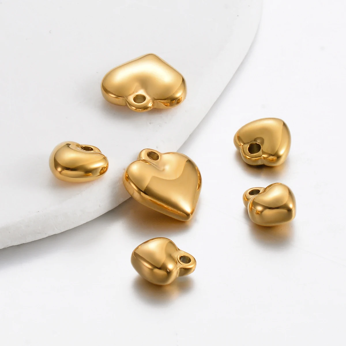 10Pcs Stainless Steel Oil Pressure Heart Charms Pendant For DIY Fashion Necklace Bracelet Earring Jewelry Accessories