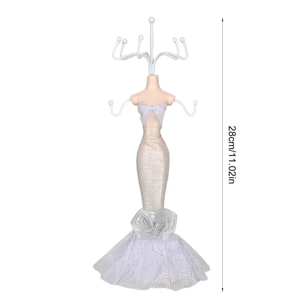 28cm Mini Manikin Jewelry Stand Lady Mannequin Jewelry Organizer With 8 Hooks 2 Tier Necklace Bracelet Earring Ring Holder Rack