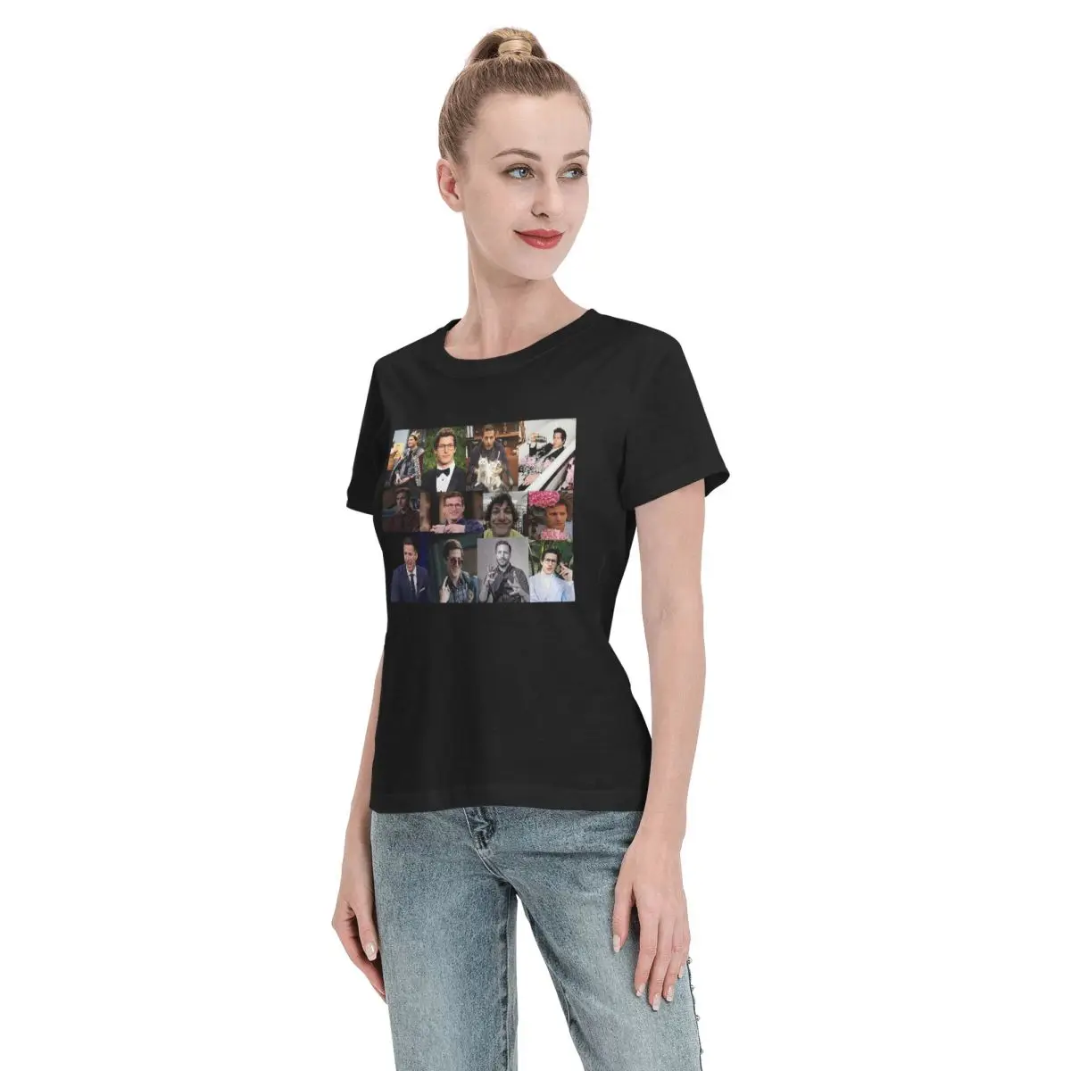 アンディ・サムバーグ (ジェイク・ペラルタ) ピクコラージュ Tシャツ 女性用 ラウンドネック ストリートウェア Tシャツ レディース 半袖服 トップス