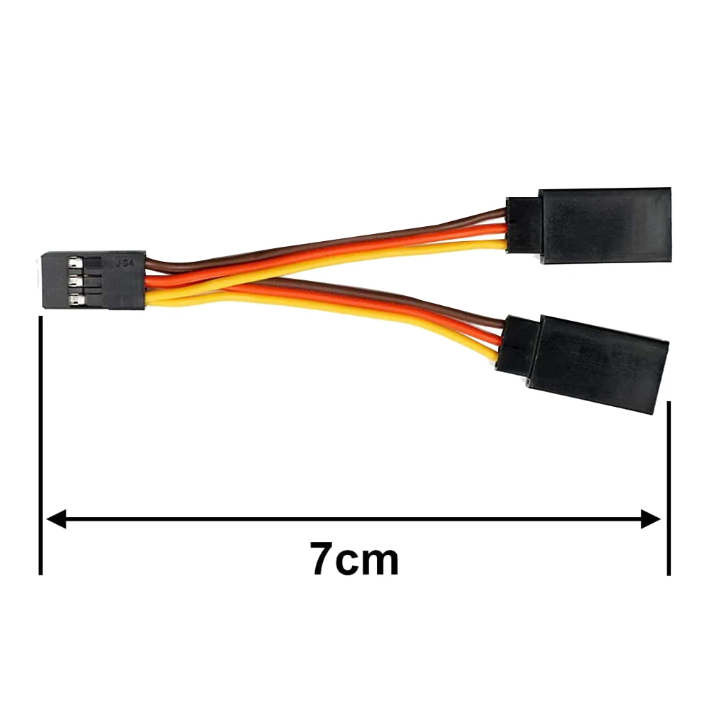 Kabel Splitter Lead Harness 1 sampai 2 Y, 5 buah JR/Futaba Style Servo 1 sampai 2 Y, kabel Splitter ekstensi pria ke wanita, kawat timbal untuk model RC 7Cm