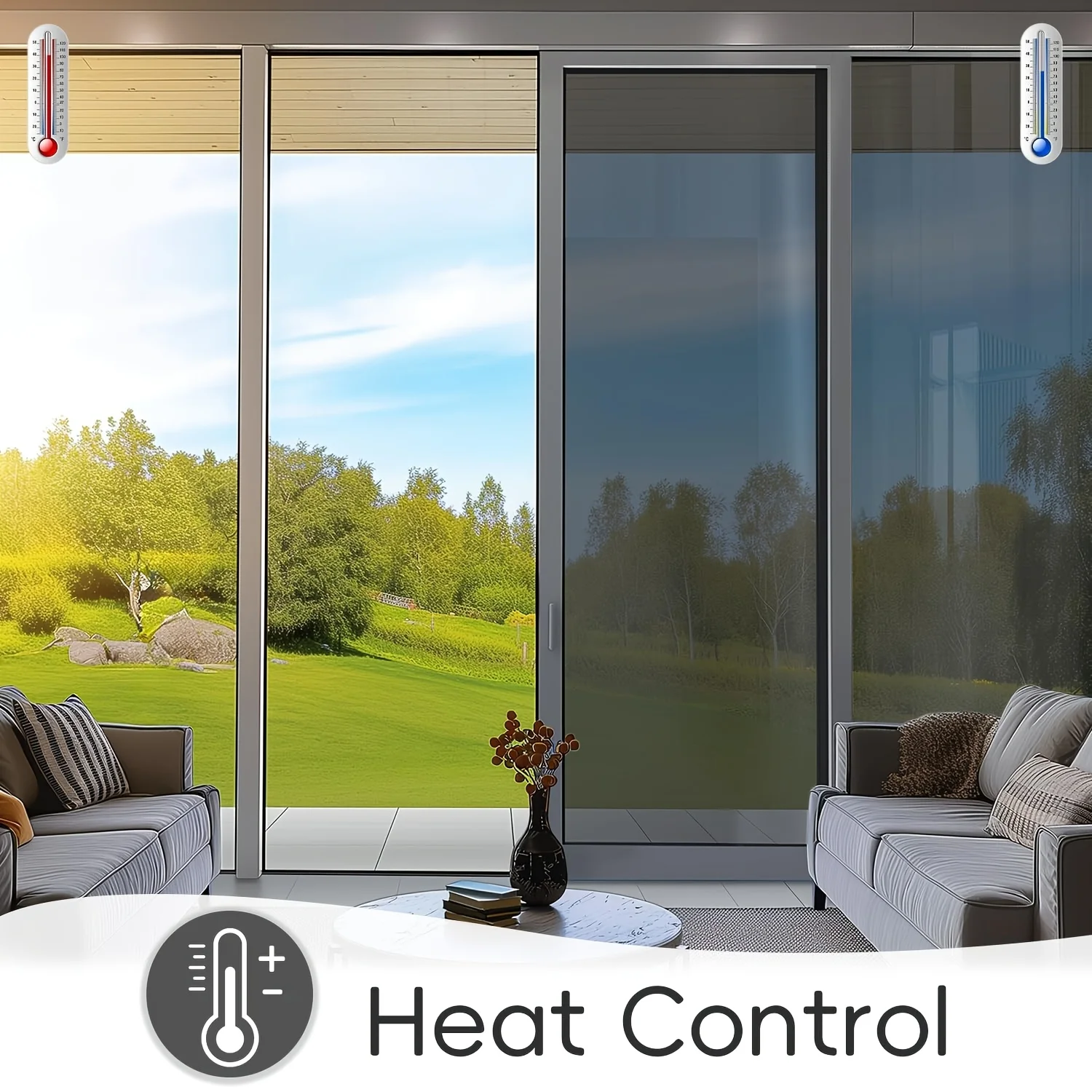 1 Roll Large One Way Privacy Window Film Heat Control Static Cling Removable Multiple Colors for Home Office Glass Door