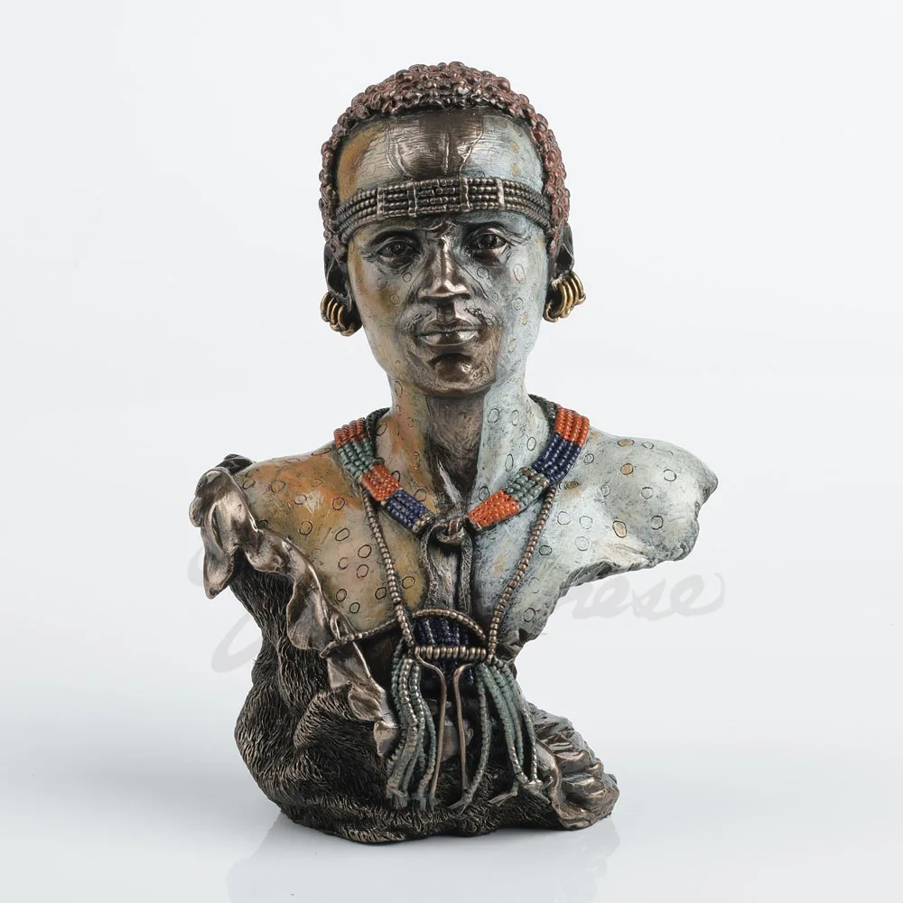 Cairo Man Bust Statue Egyptian Cairo Tribal Male Head Sculpture African Culture Home Desktop Art Collectible Decoration Gift