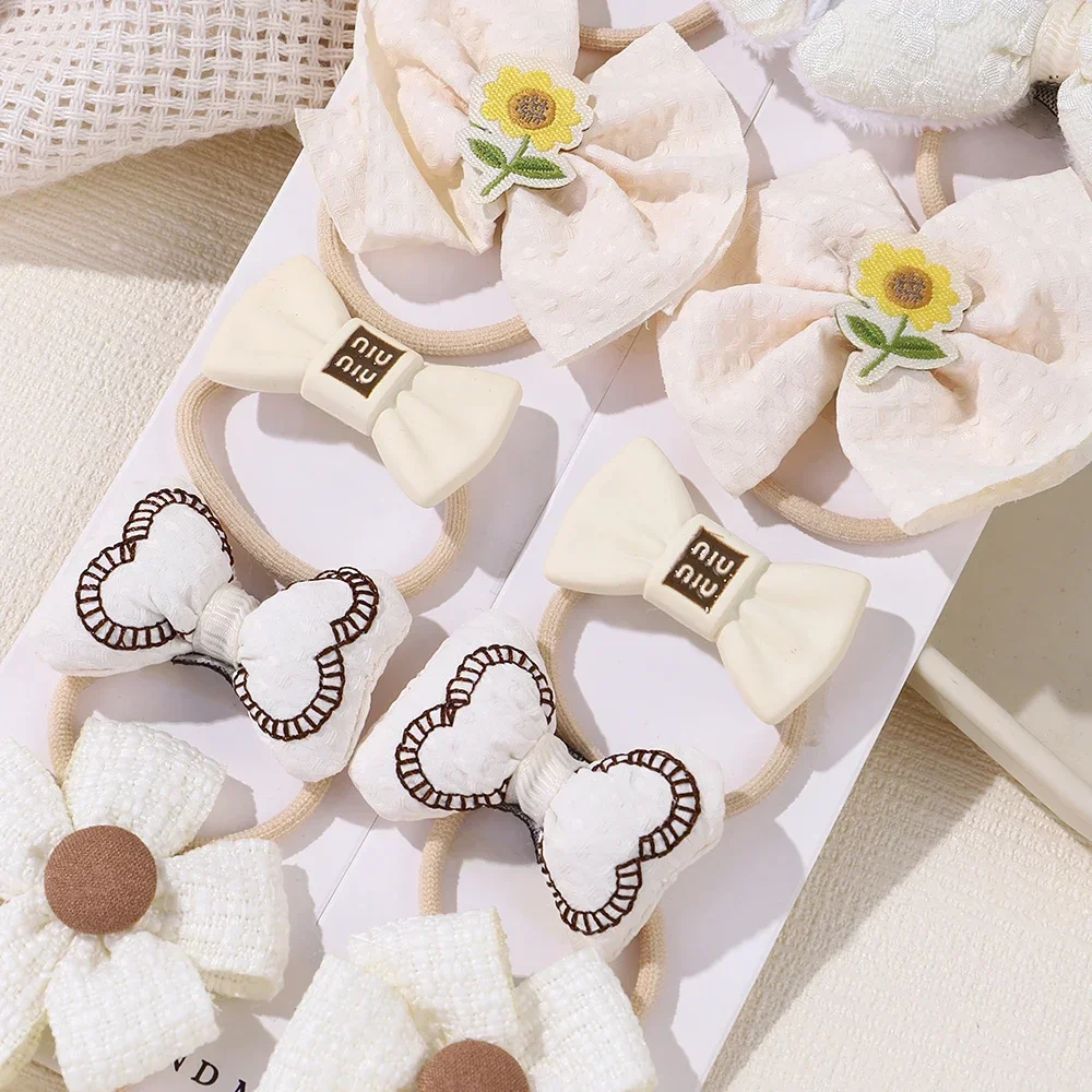 10 Stks/set Meisje Haarband Strik Haar Stropdassen Mooie Cartoon Bloem Paardenstaart Houder Kinderen Scrunchies Rubber Kids Haaraccessoires