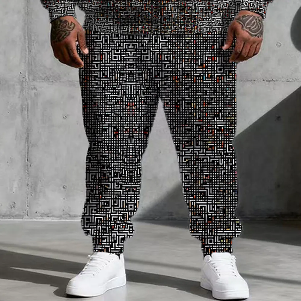 Ensemble sweat à capuche pour homme grande taille S-9xl : charme texturé - Textures côtelées en tissu doux et chaud en 2 pièces Tactile-Chic