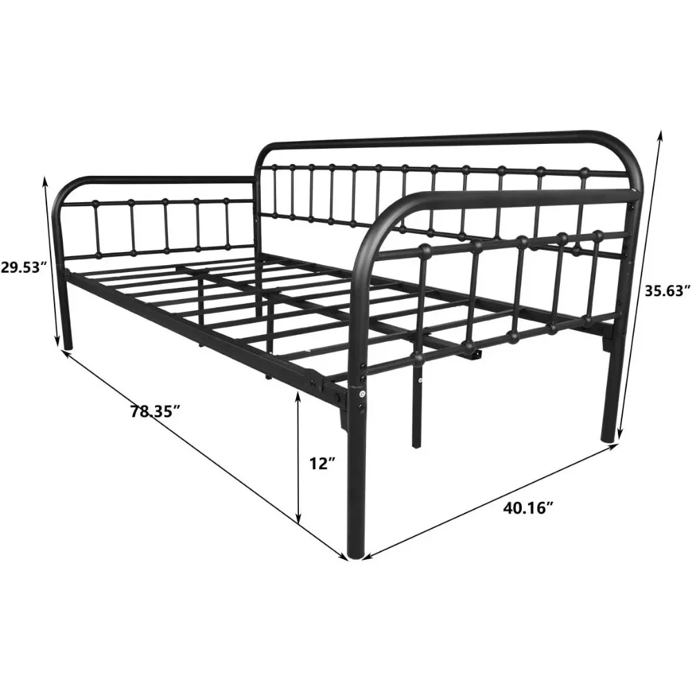 Metal Daybed Frame Heavy Duty Metal Slats Sofa Bed Platform Mattress Foundation Twin Day Bed