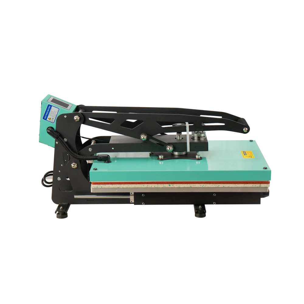 Semi-automatic Heat Press Machine Auto Open Slide-out Base Temperature Control Silicon Pad Easy-replaceable Pressure Adjustable