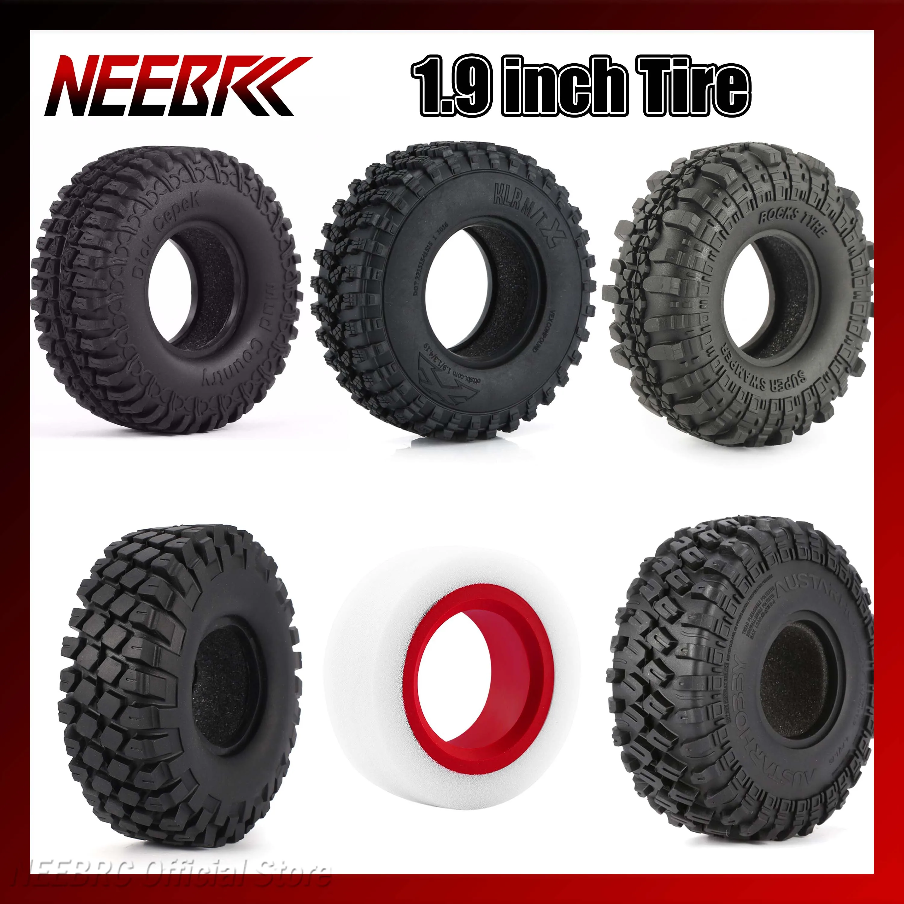 4PCS 1.9 inch Rubber Tyre Wheel Tire 100mm 105mm 110mm 115mm 122mm for 1:10 RC Rock Crawler SCX10 90046 D90 TF2 Traxxas TRX-4