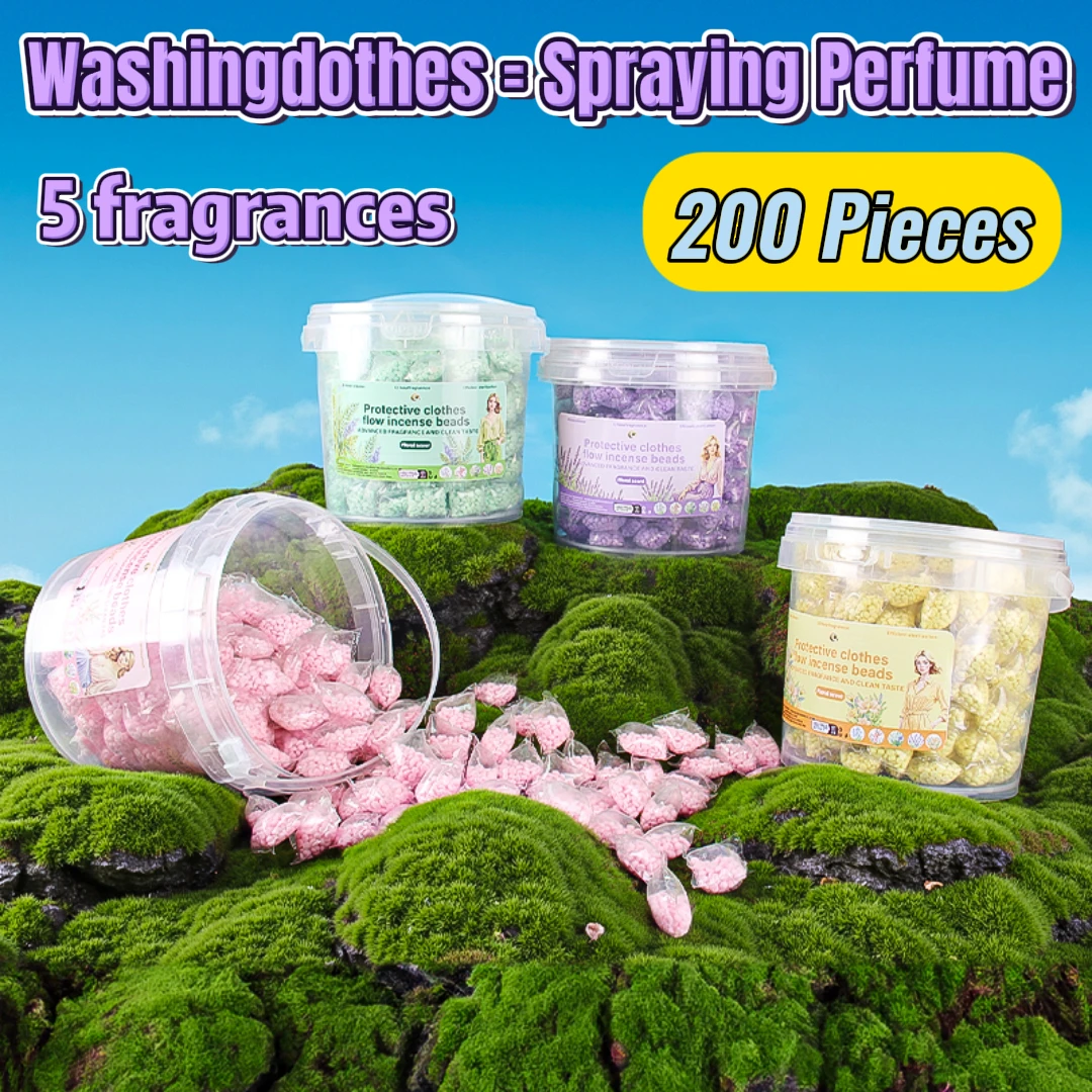 

1 Box 200 Pieces Colored Floral And Fruity Scent Beads Suitable for Laundry -Long-Lasting Fragrance,Multi-Purpose Fabric Cleaner