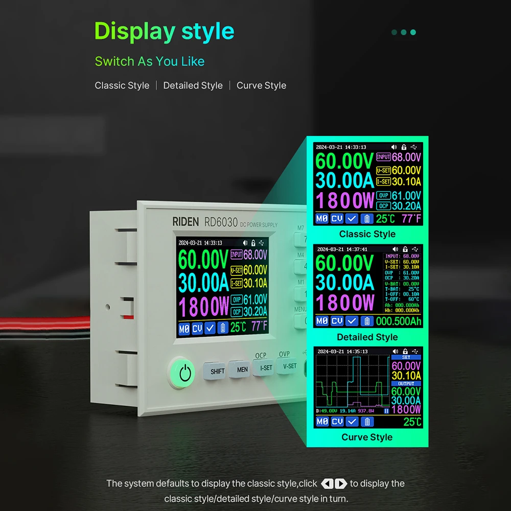 Imagem -04 - dc Ajustável Step Down Voltage Bench Regulado Fonte de Alimentação Buck Converter Bateria Carregamento rd Rd6030 Rd6030w 60v 30a