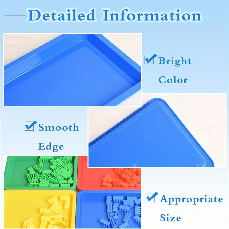 5pcs/pack Plastic Art Trays Set 5 Colors Activity Sensory Sand Serving Trays for Kids Crafts Organizer view 6
