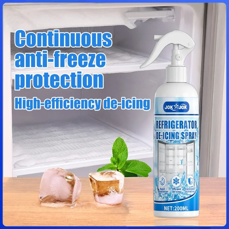 200ML Refrigerator Deicing Defrost Spray, Removes Thick Ice, Prevents Refreezing, Solves All Frost Problems, Suitable for Fridge
