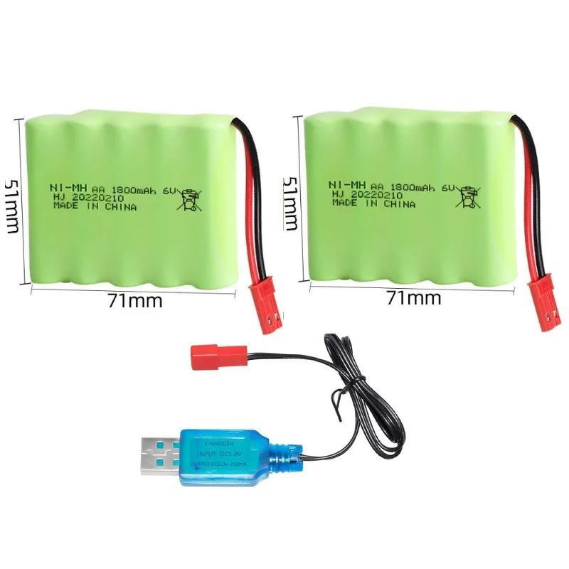 6V 1800mAh NiMH Battery SM/JST 6v USB charger for R/C toys stunt cars R/C trucks R/C boat R/C tank Remote Contolled Vehicles