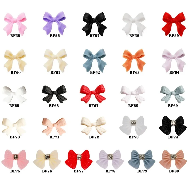 50 stücke Bogen Harz Nail art Charms Dekoration Schwarz Weiß Lange Band Bowknot Ornament Nägel Schmuck Design Kawaii DIY Zubehör – Detail 4