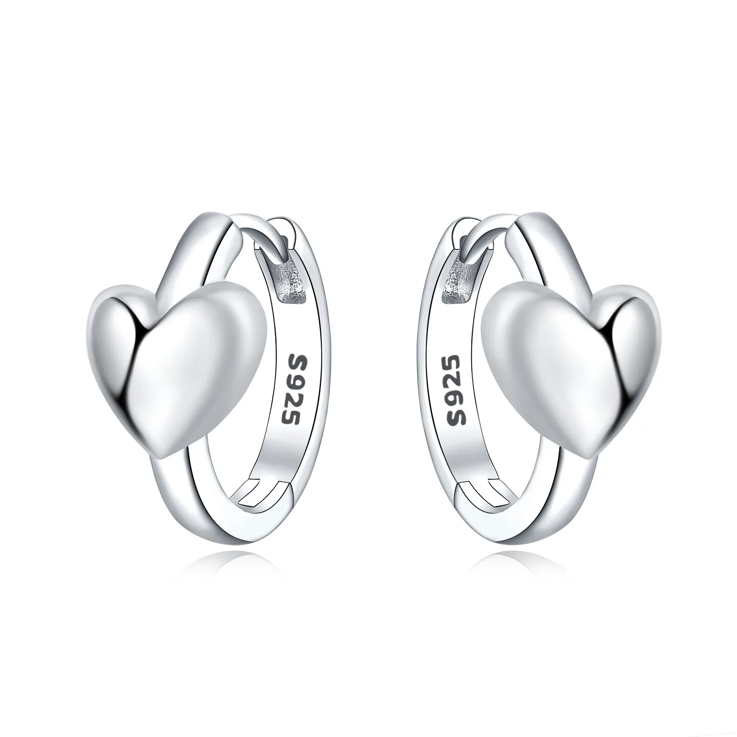 CYCUFF S925 Sterling Silber Basic Herzförmige Ohrringe Creolen Damenschmuck Original Trendige Jubiläumsgeschenke