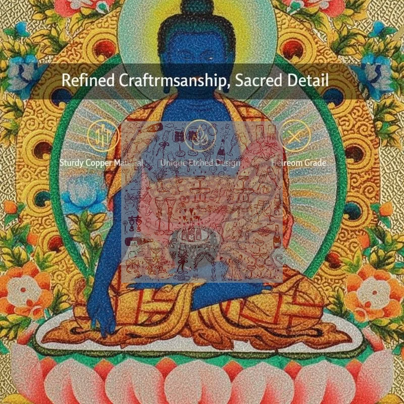 Chinese Culture Copper Bodhi Leaf Medicine Thangka Ornament Fine Craftsmanship For Home Altar Meditation Collection