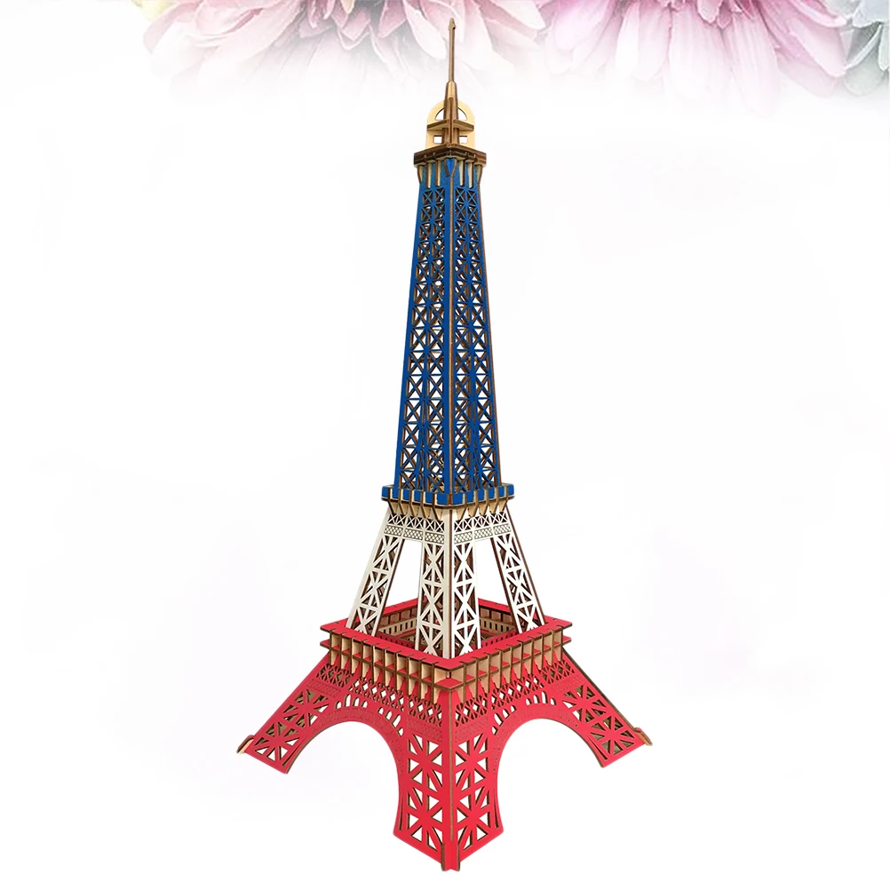 12-Piece 3D Wooden Diy Building Educational Brain Teaser Game Developmental Gift For Children Ages 4-8 Eiffel Tower