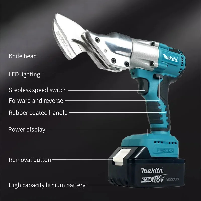 Makita 400W cisaille à métaux sans fil ciseaux à fer électrique sans brosse 2 vitesses variables avec lumière LED 18v outil électrique